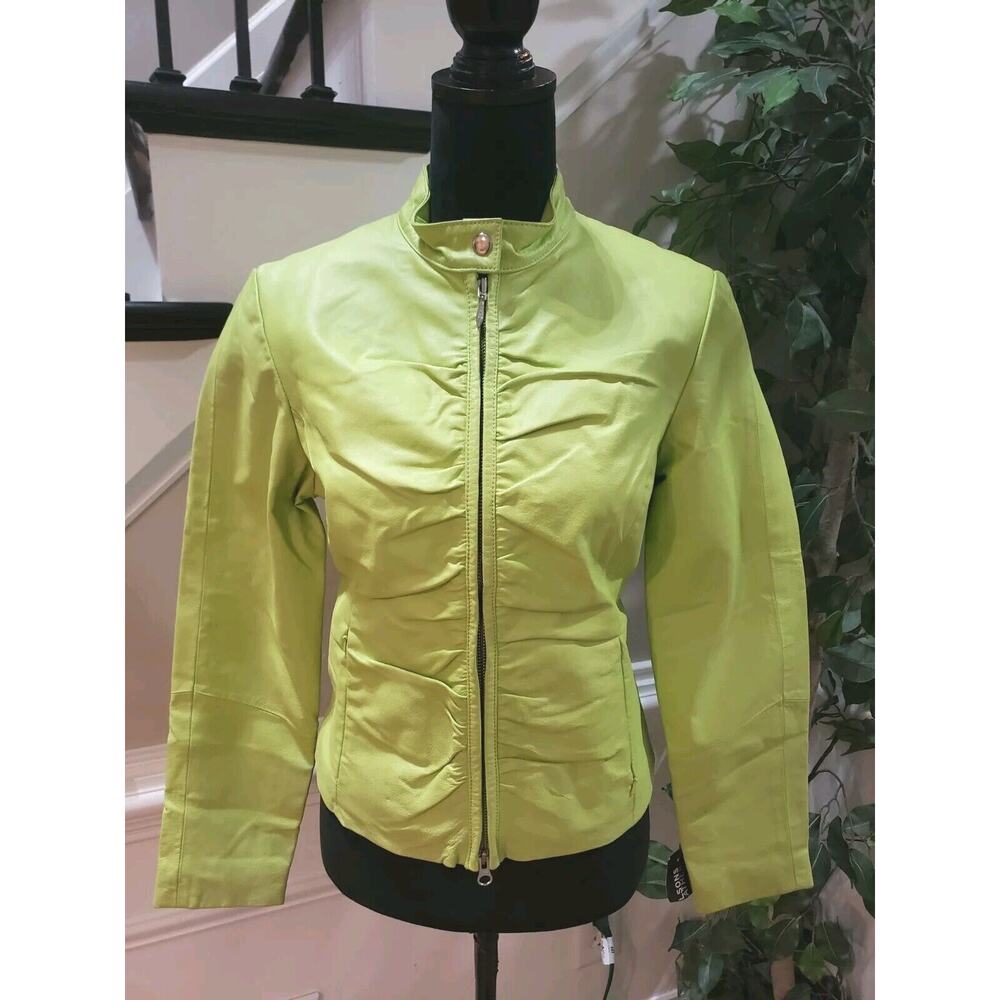Wilsons Leather Maxima Womens Green Long Sleeve Full Zip Jacket Size Medium